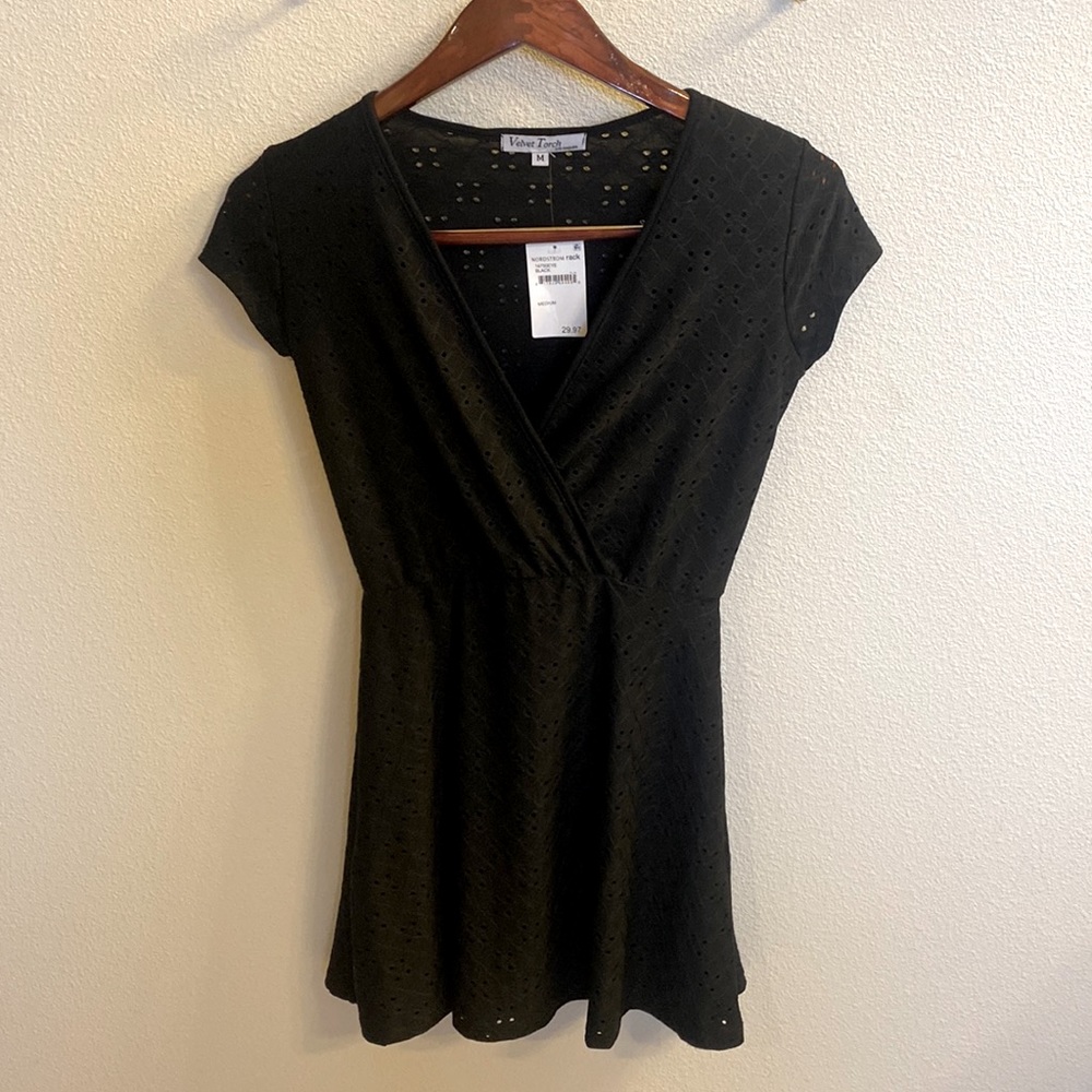 Velvet Torch Little Black Dress - Deep V - Size Medium Runs Small
